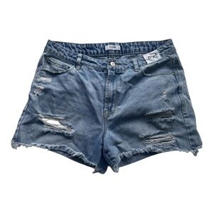 Kensie Blue Distressed high rise Jean Shorts
